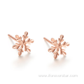 18K Real Gold Snowflake Stud Jewelry